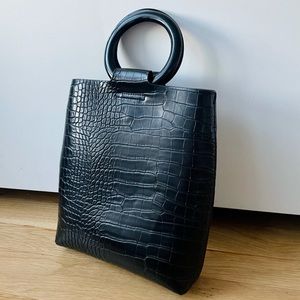 Croc Handbag with Round Acrylic Handle